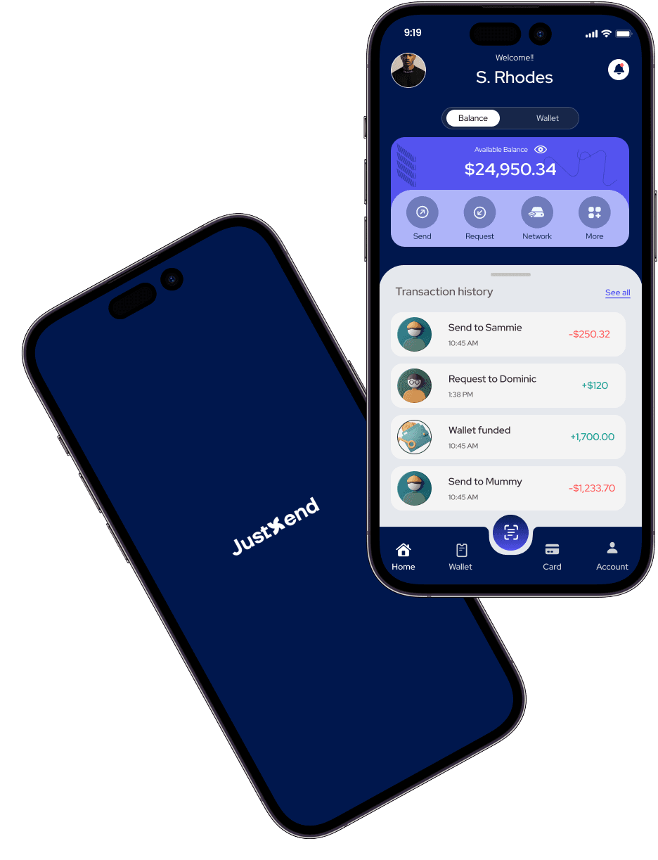 JustXend App Interface on Mobile